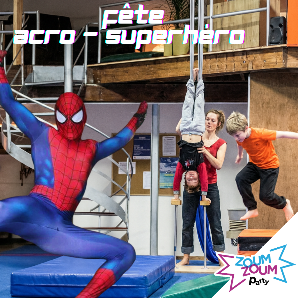 Fête SUPER-HÉRO + Acrobaties chez PARAGYM (collaboration avec Zoum Zoum Party)