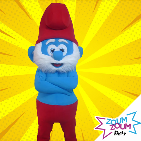 Fête Mascotte avec Papa Schtroumpf