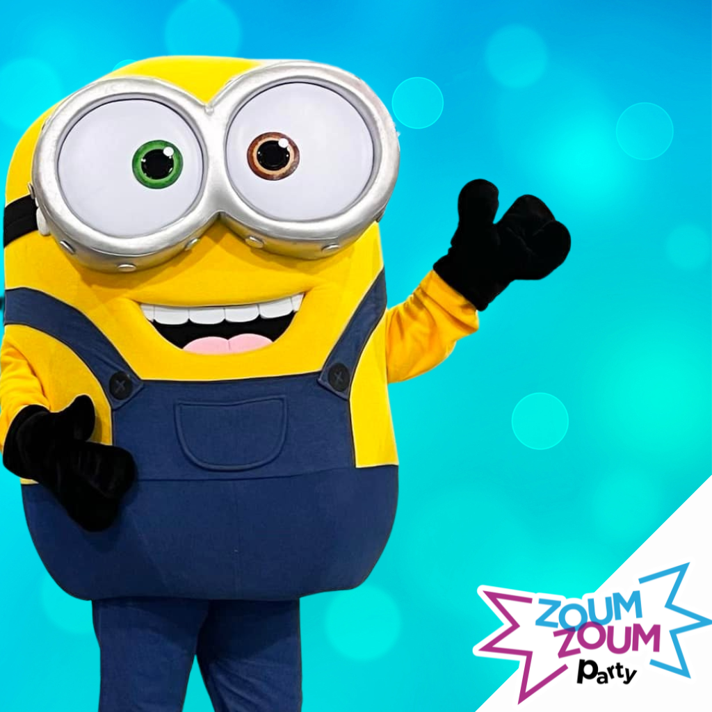 Fête Mascotte avec Cadeau Minion
