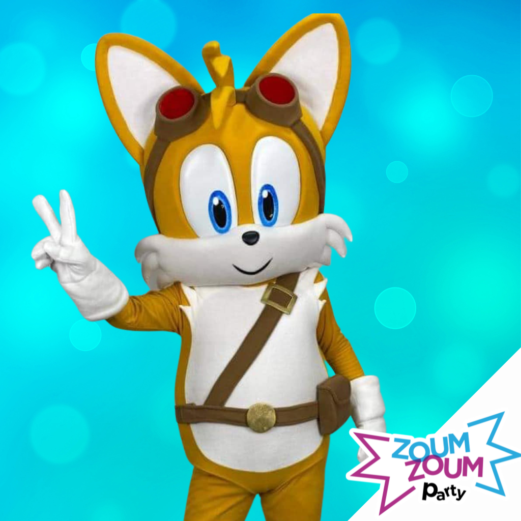 Fête mascotte avec Cadeau Tails