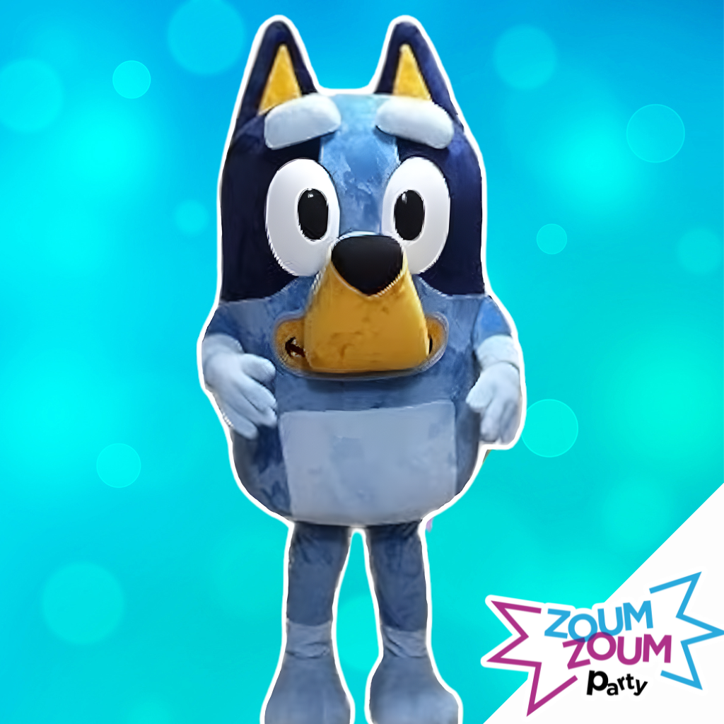 Fête mascotte avec Cadeau Bluey