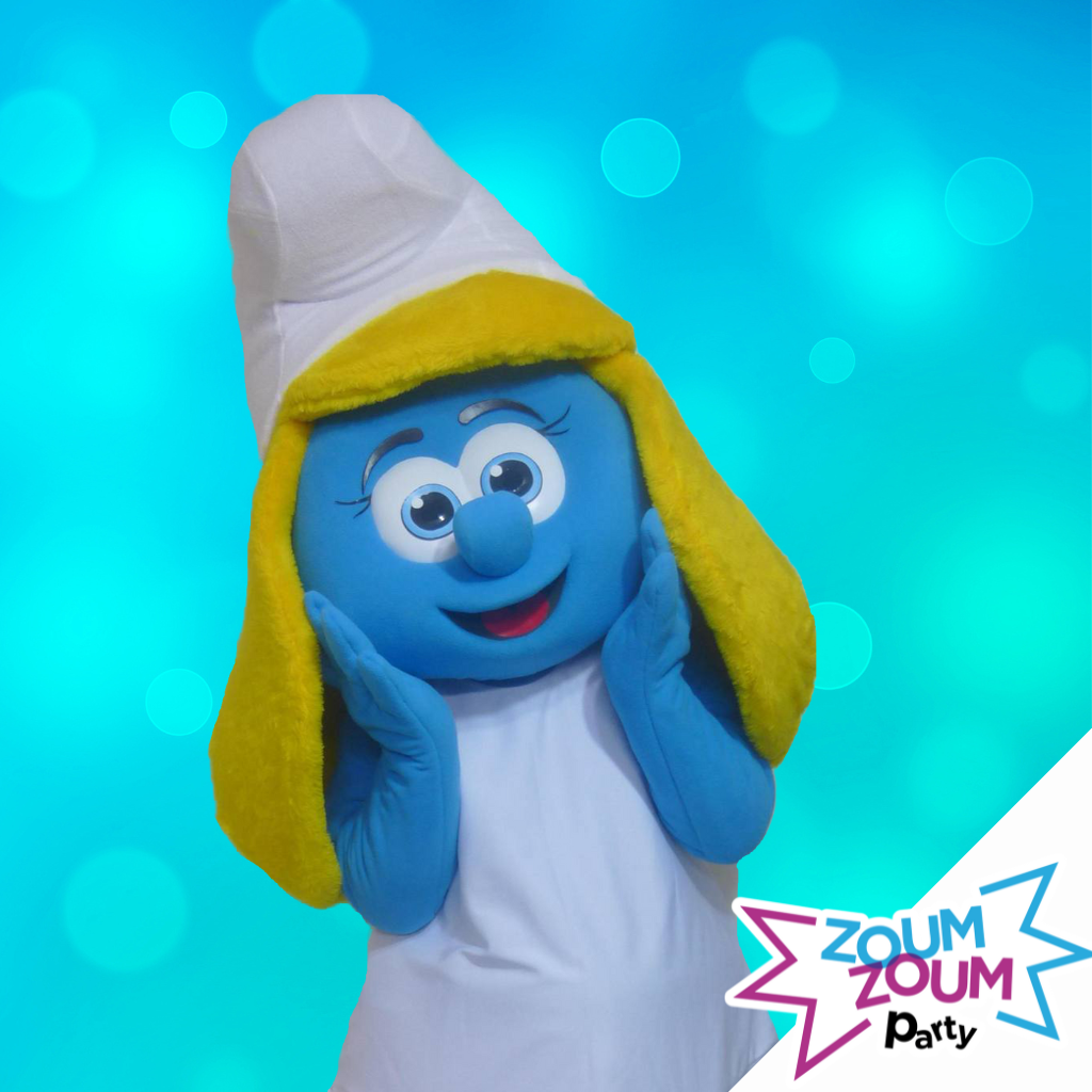 Fête Mascotte avec CADEAU Schtroumpfette